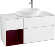 Тумба под раковину Villeroy & Boch Finion 120х50,1 см с подсветкой МДФ глянцевый белый лак/стекло белое матовое G941HBGF