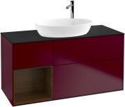 Тумба под раковину Villeroy & Boch Finion 120х50,1 см с подсветкой МДФ пион матовый лак/стекло черное матовое G942GNHB