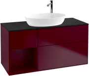 Тумба под раковину Villeroy & Boch Finion 120х50,1 см с подсветкой МДФ пион матовый лак/стекло черное матовое G942HBHB