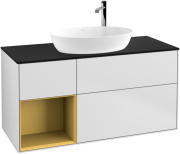 Тумба під раковину Villeroy & Boch Finion 120х50,1 см із підсвічуванням МДФ білий матовий лак/скло чорне матове G942HFMT