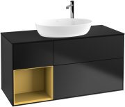 Тумба під раковину Villeroy & Boch Finion 120х50,1 см з підсвічуванням МДФ чорний матовий лак/скло чорне матове G942HFPD