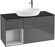 Тумба під раковину Villeroy & Boch Finion 120х50,1 см з підсвічуванням антрацит матовий лак/скло чорне матове G942MTGK