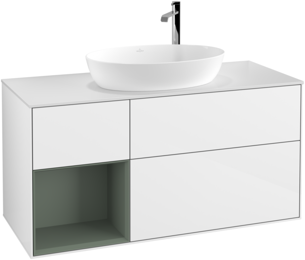 Тумба под раковину Villeroy & Boch Finion 120х50,1 см с подсветкой МДФ глянцевый белый лак/стекло белое матовое G941GMGF