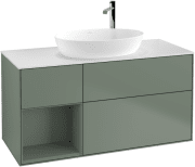 Тумба під раковину Villeroy & Boch Finion 120х50,1 см із підсвічуванням МДФ оливковий матовий лак/скло біле матове G941GMGM