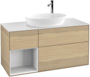 Тумба під раковину Villeroy & Boch Finion 120х50,1 см із підсвічуванням МДФ шпон дуба/скло біле матове G941GFPC