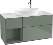 Тумба под раковину Villeroy & Boch Finion 120х50,1 см с подсветкой МДФ оливковый матовый лак/стекло белое матовое G941GMGM