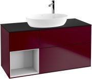 Тумба під раковину Villeroy & Boch Finion 120х50,1 см з підсвічуванням МДФ півонія матовий лак/скло чорне матове G942MTHB