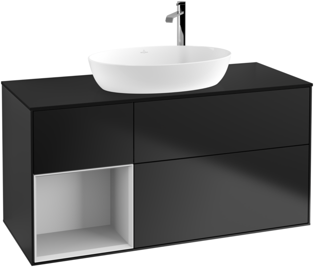 Тумба под раковину Villeroy & Boch Finion 120х50,1 см с подсветкой МДФ черный матовый лак/стекло черное матовое G942MTPD