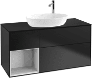 Тумба під раковину Villeroy & Boch Finion 120х50,1 см з підсвічуванням МДФ чорний матовий лак/скло чорне матове G942MTPD