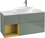 Тумба под раковину Villeroy & Boch Finion 120х50,1 см с подсветкой МДФ оливковый матовый лак/стекло белое матовое G941HFGM