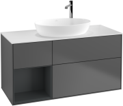 Тумба под раковину Villeroy & Boch Finion 120х50,1 см с подсветкой МДФ антрацит матовый лак/стекло белое матовое G941HGGK