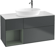 Тумба під раковину Villeroy & Boch Finion 120х50,1 см із підсвічуванням МДФ темно-синій матовий лак/скло біле матове G941GMHG