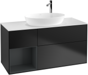 Тумба под раковину Villeroy & Boch Finion 120х50,1 см с подсветкой МДФ черный матовый лак/стекло белое матовое G941HGPD