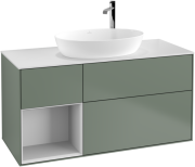 Тумба под раковину Villeroy & Boch Finion 120х50,1 см с подсветкой МДФ оливковый матовый лак/стекло белое матовое G941MTGM