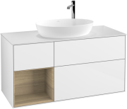 Тумба под раковину Villeroy & Boch Finion 120х50,1 см с подсветкой МДФ глянцевый белый лак/стекло белое матовое G941PCGF