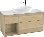 Тумба под раковину Villeroy & Boch Finion 120х50,1 см с подсветкой МДФ шпон дуба/стекло белое матовое G941PCPC