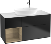 Тумба под раковину Villeroy & Boch Finion 120х50,1 см с подсветкой МДФ черный матовый лак/стекло белое матовое G941PCPD