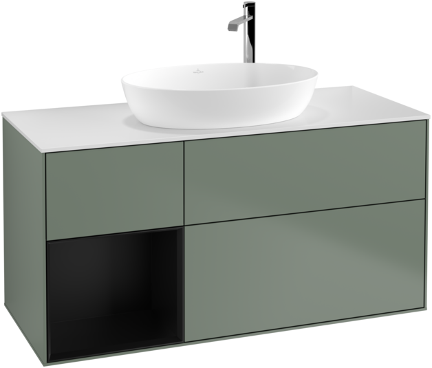 Тумба под раковину Villeroy & Boch Finion 120х50,1 см с подсветкой МДФ оливковый матовый лак/стекло белое матовое G941PDGM