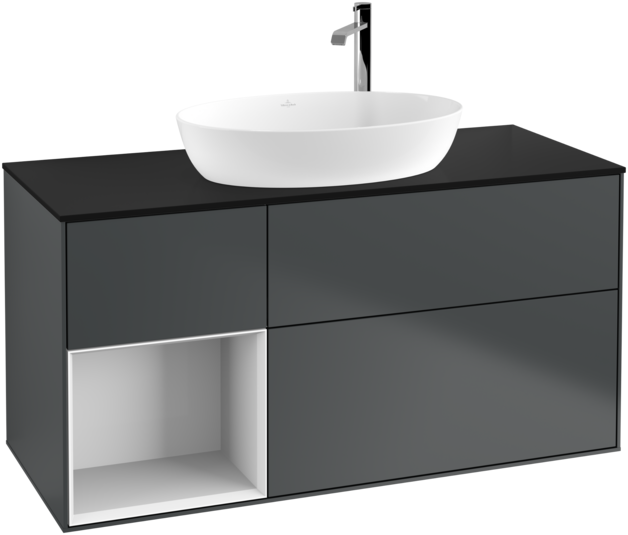 Тумба под раковину Villeroy & Boch Finion 120х50,1 см с подсветкой МДФ темно-синий матовый лак/стекло черное матовое G942GFHG