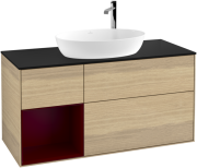 Тумба под раковину Villeroy & Boch Finion 120х50,1 см с подсветкой МДФ шпон дуба/стекло черное матовое G942HBPC