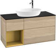 Тумба под раковину Villeroy & Boch Finion 120х50,1 см с подсветкой МДФ шпон дуба/стекло черное матовое G942HFPC