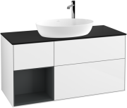 Тумба под раковину Villeroy & Boch Finion 120х50,1 см с подсветкой МДФ глянцевый белый лак/стекло черное матовое G942HGGF