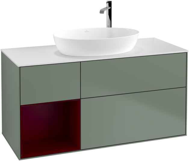 Тумба под раковину Villeroy & Boch Finion 120х50,1 см с подсветкой МДФ оливковый матовый лак/стекло белое матовое G941HBGM