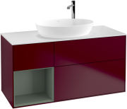 Тумба под раковину Villeroy & Boch Finion 120х50,1 см с подсветкой МДФ пион матовый лак/стекло белое матовое G941GMHB