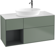 Тумба под раковину Villeroy & Boch Finion 120х50,1 см с подсветкой МДФ оливковый матовый лак/стекло белое матовое G941HGGM