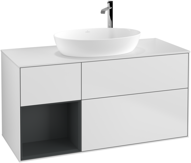 Тумба під раковину Villeroy & Boch Finion 120х50,1 см із підсвічуванням МДФ білий матовий лак/скло біле матове G941HGMT