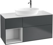 Тумба під раковину Villeroy & Boch Finion 120х50,1 см із підсвічуванням МДФ темно-синій матовий лак/скло біле матове G941MTHG