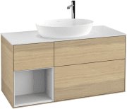 Тумба під раковину Villeroy & Boch Finion 120х50,1 см із підсвічуванням МДФ шпон дуба/скло біле матове G941MTPC