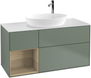 Тумба під раковину Villeroy & Boch Finion 120х50,1 см із підсвічуванням МДФ оливковий матовий лак/скло біле матове G941PCGM