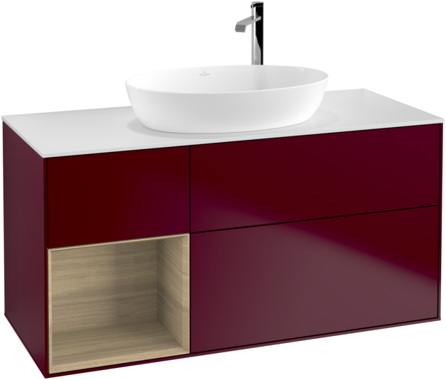 Тумба під раковину Villeroy & Boch Finion 120х50,1 см з підсвічуванням МДФ півонія матовий лак/скло біле матове G941PCHB