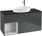 Тумба под раковину Villeroy & Boch Finion 120х50,1 см с подсветкой МДФ темно-синий матовый лак/стекло черное матовое G942GFHG