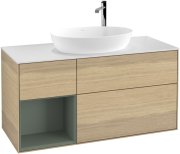 Тумба під раковину Villeroy & Boch Finion 120х50,1 см із підсвічуванням МДФ шпон дуба/скло біле матове G941GMPC