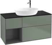 Тумба под раковину Villeroy & Boch Finion 120х50,1 см с подсветкой МДФ оливковый матовый лак/стекло черное матовое G942GKGM