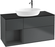 Тумба под раковину Villeroy & Boch Finion 120х50,1 см с подсветкой МДФ темно-синий матовый лак/стекло черное матовое G942GKHG