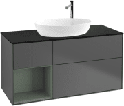 Тумба під раковину Villeroy & Boch Finion 120х50,1 см з підсвічуванням антрацит матовий лак/скло чорне матове G942GMGK