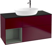 Тумба під раковину Villeroy & Boch Finion 120х50,1 см з підсвічуванням МДФ півонія матовий лак/скло чорне матове G942GMHB
