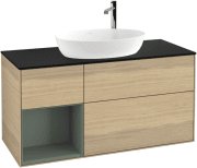 Тумба під раковину Villeroy & Boch Finion 120х50,1 см з підсвічуванням МДФ шпон дуба/скло чорне матове G942GMPC
