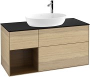 Тумба під раковину Villeroy & Boch Finion 120х50,1 см з підсвічуванням МДФ шпон дуба/скло чорне матове G942GNPC