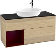 Тумба під раковину Villeroy & Boch Finion 120х50,1 см з підсвічуванням МДФ шпон дуба/скло чорне матове G942HBPC