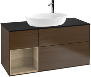 Тумба под раковину Villeroy & Boch Finion 120х50,1 см с подсветкой МДФ шпон грецкого ореха/стекло черное матовое G942PCGN