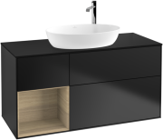 Тумба под раковину Villeroy & Boch Finion 120х50,1 см с подсветкой МДФ черный матовый лак/стекло черное матовое G942PCPD