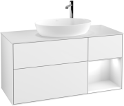 Тумба под раковину Villeroy & Boch Finion 120х50,1 см с подсветкой МДФ глянцевый белый лак/стекло белое матовое F951GFGF