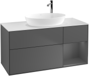 Тумба під раковину Villeroy & Boch Finion 120х50,1 см з підсвічуванням антрацит матовий лак/скло біле матове F951GKGK