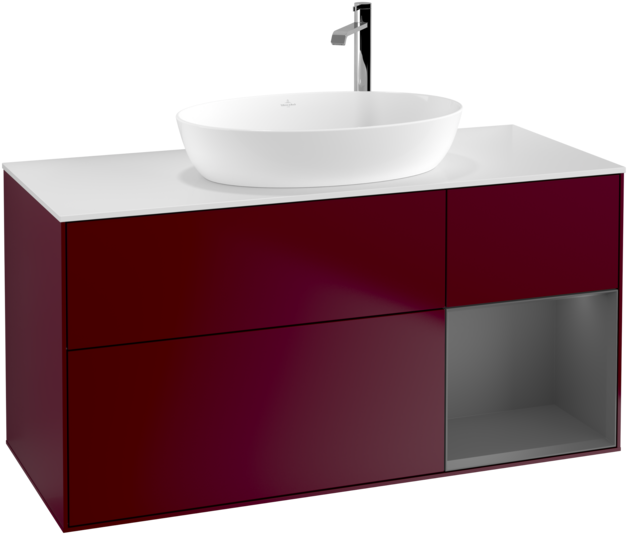 Тумба под раковину Villeroy & Boch Finion 120х50,1 см с подсветкой МДФ пион матовый лак/стекло белое матовое F951GKHB