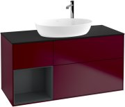 Тумба под раковину Villeroy & Boch Finion 120х50,1 см с подсветкой МДФ пион матовый лак/стекло черное матовое G942HGHB