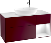 Тумба під раковину Villeroy & Boch Finion 120х50,1 см з підсвічуванням МДФ півонія матовий лак/скло біле матове F951GFHB